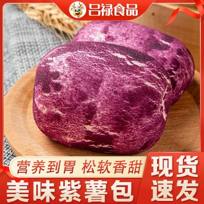 紫薯包子速食早餐半成品紫米零食儿童面包面点冻冷加热大馒头厂家