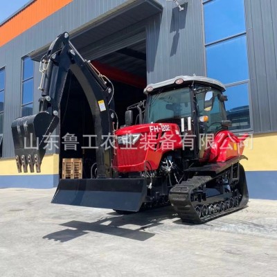 120马力履带式拖拉旋耕机带挖机 水旱两用小型履带旋耕施肥拖拉机