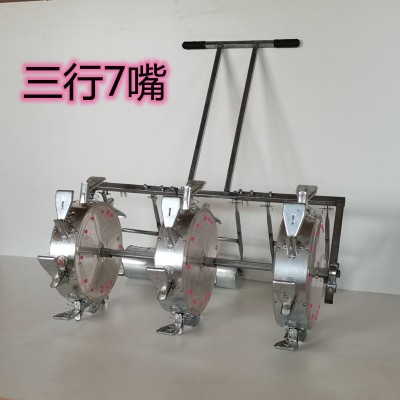 人力手推三行三轮施肥播种花生大豆玉米黄豆滚轮播种机