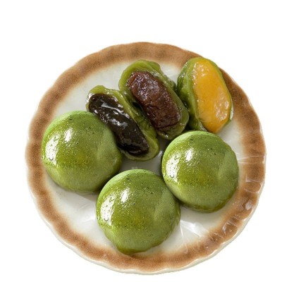 艾草青团子蛋黄肉松豆沙芝麻网红零食清明特产糕点心糯米滋雪媚娘图4