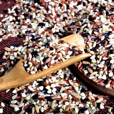 五色糙米500g真空 东北五谷杂粮红米黑米燕麦米荞麦三色糙米批发图2