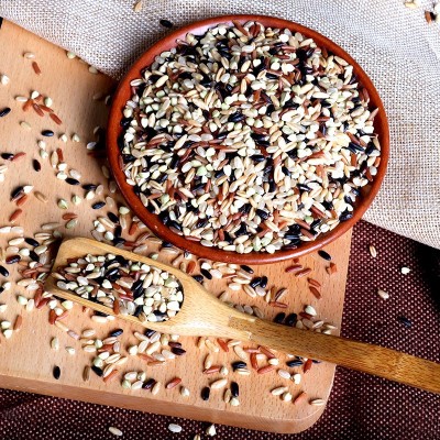 五色糙米500g真空 东北五谷杂粮红米黑米燕麦米荞麦三色糙米批发图5