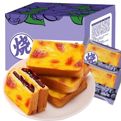蓝莓岩烧乳酪夹心吐司面包整箱早餐健康零食小吃休闲食品速食蛋糕图2