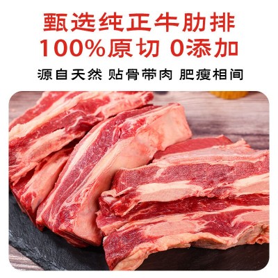 新鲜原切牛肋排正宗内蒙古黄镖牛排散养黄牛排骨批发炖煮商用牛肉图3