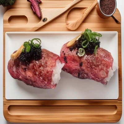 雷鲜生火焰牛肉片 寿司料理炭烤牛肉日式寿司锅肥牛卷牛肉卷切片图3