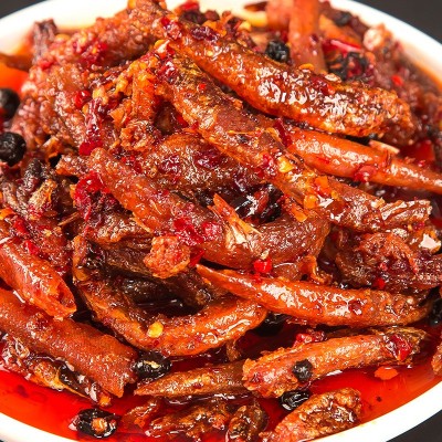 湖南特产小龙鱼香辣手撕鱼休闲小零食即食鱼干火培鱼罐装批发图2