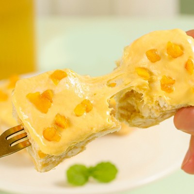 榴芒奶盖沙琪玛500g/40枚榴莲+芒果双拼休闲零食品糕点心一件代发图3