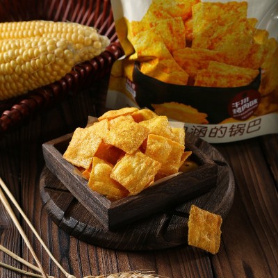 厂家批发玉米脆片零食牛排烤肉味包128g装膨化食品脆锅巴地锅薯片图2