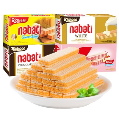 印尼进口 纳宝帝丽芝士奶酪草莓巧克力味威化饼干145g 休闲零食品图5