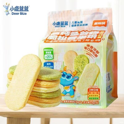小鹿蓝蓝脆松香米饼120g/48片高钙多谷物芝士味海苔香蕉混合米饼