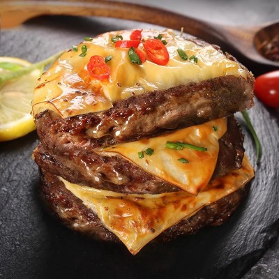 汉堡专用牛肉饼早餐半成品生鲜牛肉馅低脂汉堡饼商用牛肉饼批发图3