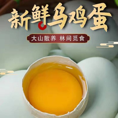 免费喷码绿壳乌鸡蛋批发农家林间散养虫草五谷鸡蛋产地新鲜乌鸡蛋图2