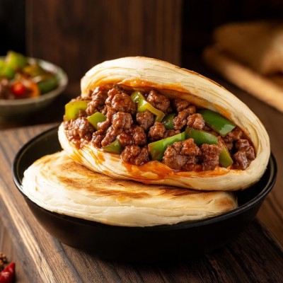 厂家批发手工白吉馍饼胚摆摊配套陕西腊汁肉夹馍陕西羊肉泡馍饼粒图5