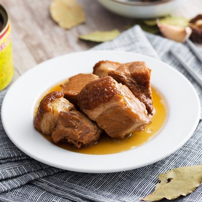 古龙食品红烧猪肉罐头227g户外方便速食红烧肉罐头超市批发图2