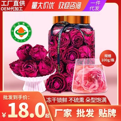 云南有机墨红玫瑰花茶大朵冻干无硫熏罐装整朵泡茶食用干玫瑰花茶图5