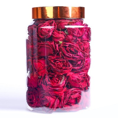 云南有机墨红玫瑰花茶大朵冻干无硫熏罐装整朵泡茶食用干玫瑰花茶