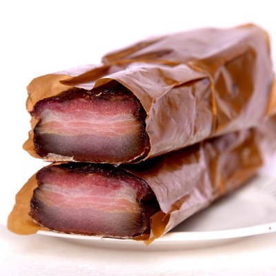 新款纸包五花肉湖南特产柴火透明纸皮腊肉 农家烟熏土猪纸包腊肉