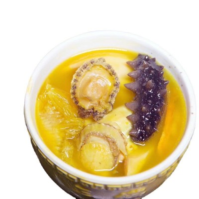 工厂直供佛跳墙即食240g酒店餐饮商用鲍鱼海参带盅金汤佛跳墙批发图2