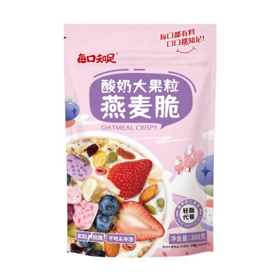 每口知足酸奶果粒燕麦脆格兰诺拉烤麦片即食代麦片代餐燕麦片308g